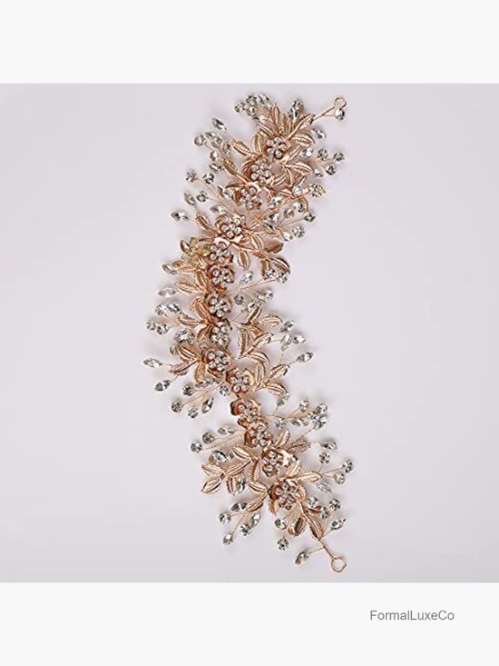 Wedding Bridal Headpiece Gold Crystal Headband Hair Vine main image 5